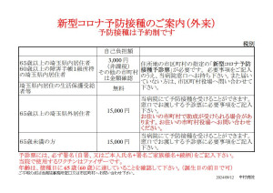 予防接種のご案内 新型コロナ20240912